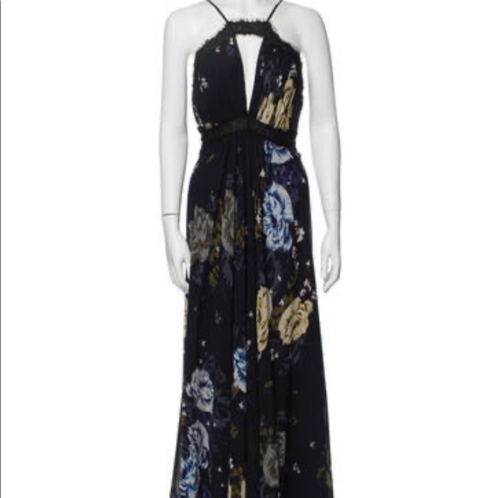 Jill Jill Stuart Navy Floral Gown with lace